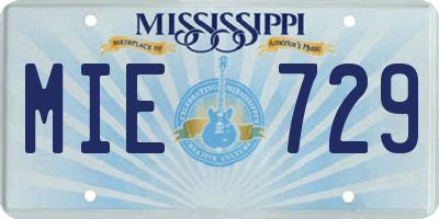 MS license plate MIE729