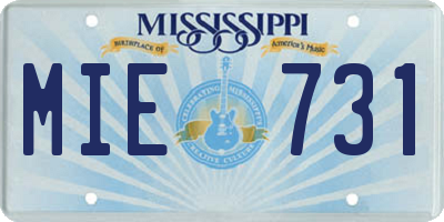 MS license plate MIE731