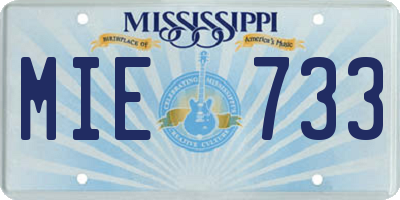 MS license plate MIE733