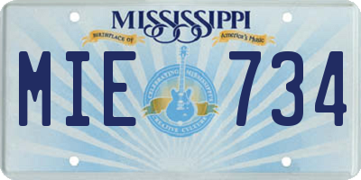 MS license plate MIE734