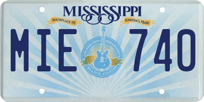 MS license plate MIE740