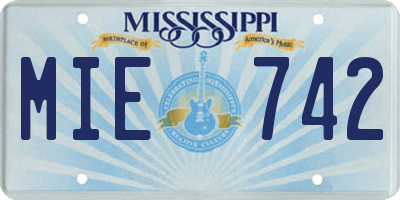 MS license plate MIE742