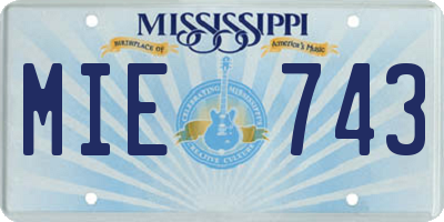MS license plate MIE743