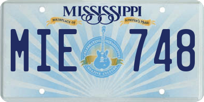 MS license plate MIE748