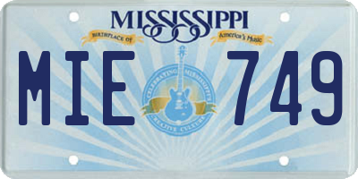 MS license plate MIE749
