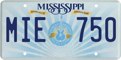 MS license plate MIE750