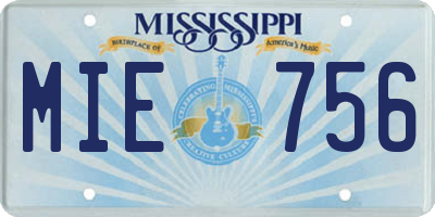 MS license plate MIE756