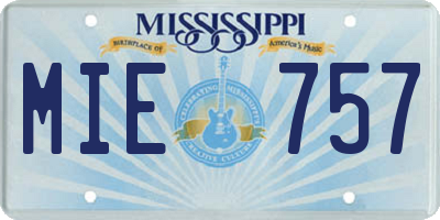 MS license plate MIE757