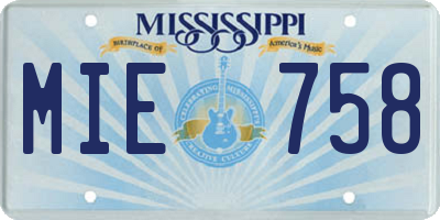 MS license plate MIE758
