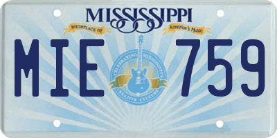 MS license plate MIE759