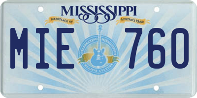 MS license plate MIE760