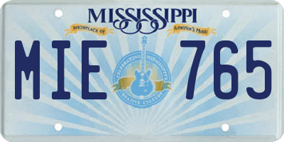 MS license plate MIE765