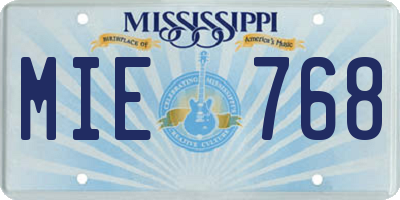 MS license plate MIE768