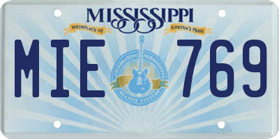 MS license plate MIE769
