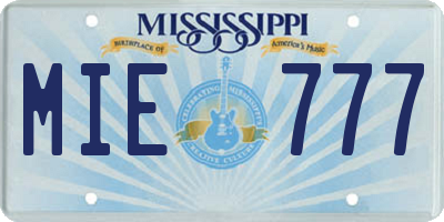 MS license plate MIE777