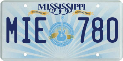 MS license plate MIE780