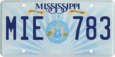 MS license plate MIE783