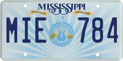 MS license plate MIE784