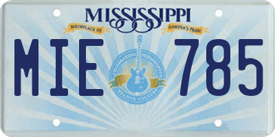 MS license plate MIE785