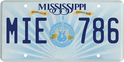 MS license plate MIE786
