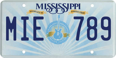 MS license plate MIE789