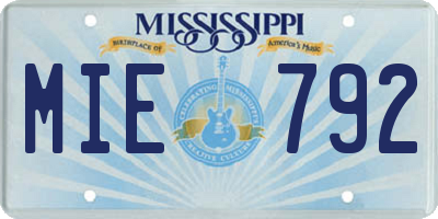 MS license plate MIE792