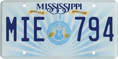 MS license plate MIE794