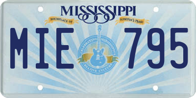 MS license plate MIE795