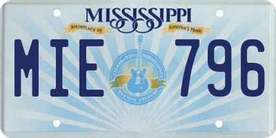 MS license plate MIE796