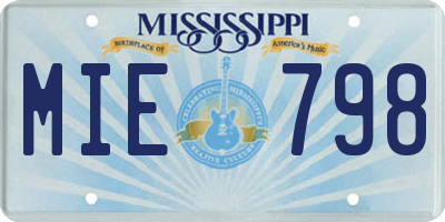 MS license plate MIE798