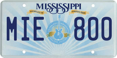 MS license plate MIE800