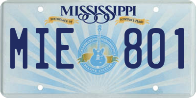 MS license plate MIE801
