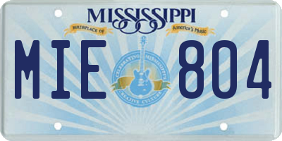MS license plate MIE804