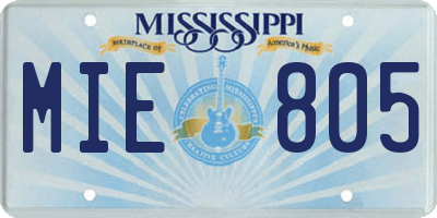 MS license plate MIE805