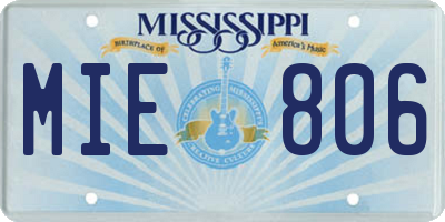 MS license plate MIE806
