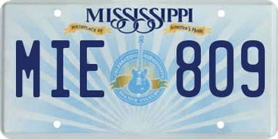 MS license plate MIE809