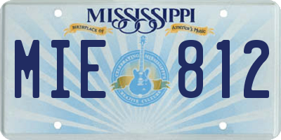 MS license plate MIE812