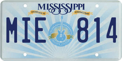 MS license plate MIE814