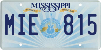 MS license plate MIE815