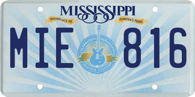 MS license plate MIE816