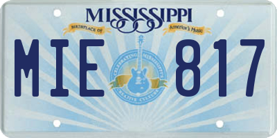 MS license plate MIE817