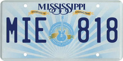 MS license plate MIE818