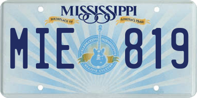 MS license plate MIE819