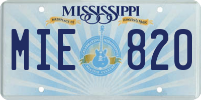 MS license plate MIE820