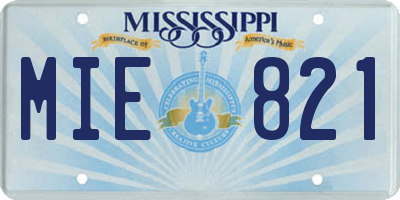 MS license plate MIE821