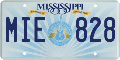 MS license plate MIE828