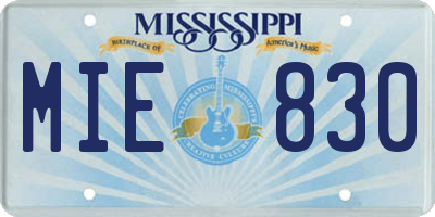 MS license plate MIE830
