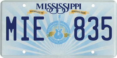 MS license plate MIE835