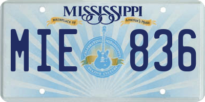 MS license plate MIE836