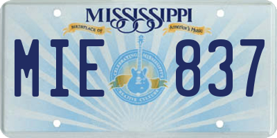 MS license plate MIE837